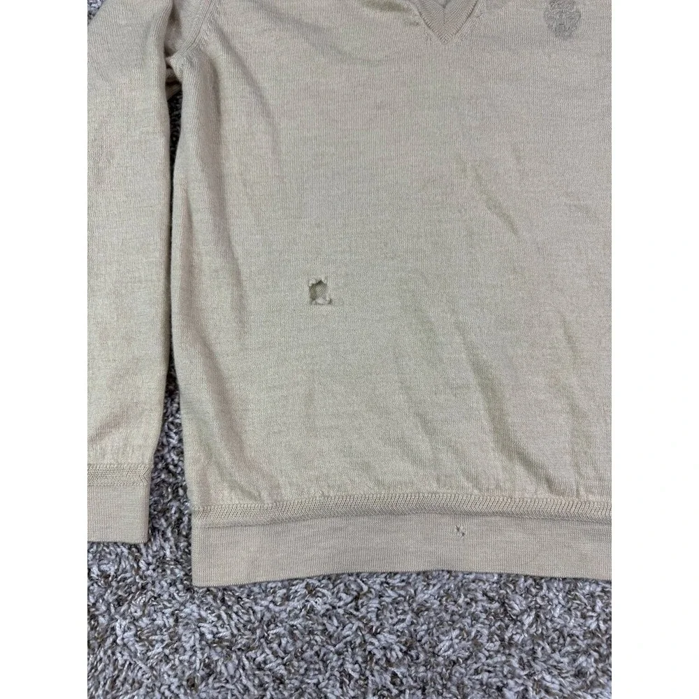 Gucci Men's Knit V Neck Wool Sweater Ivory Size Medium